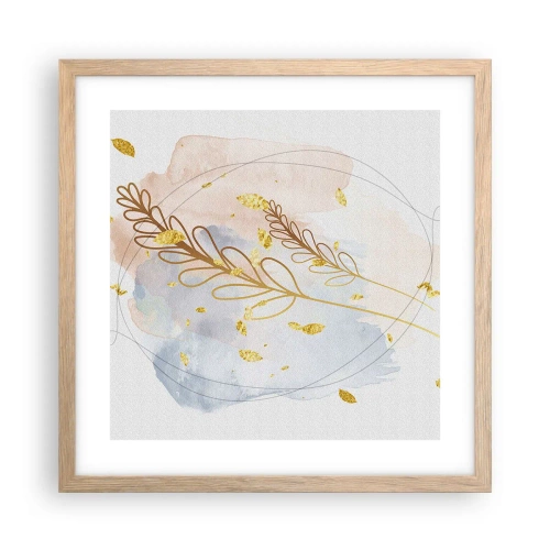 Póster en marco roble claro - Ráfaga dorada - 40x40 cm