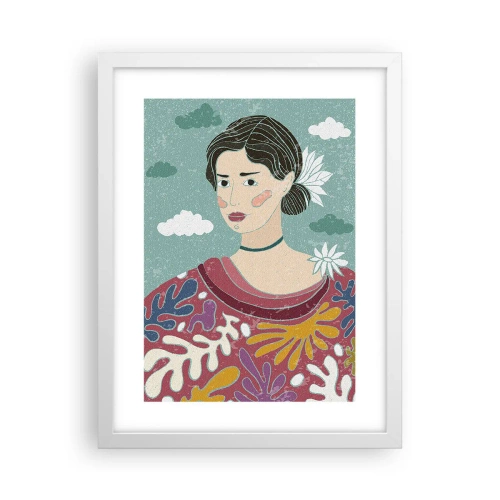 Póster en marco blanco - Con melancolía en la mirada - 30x40 cm