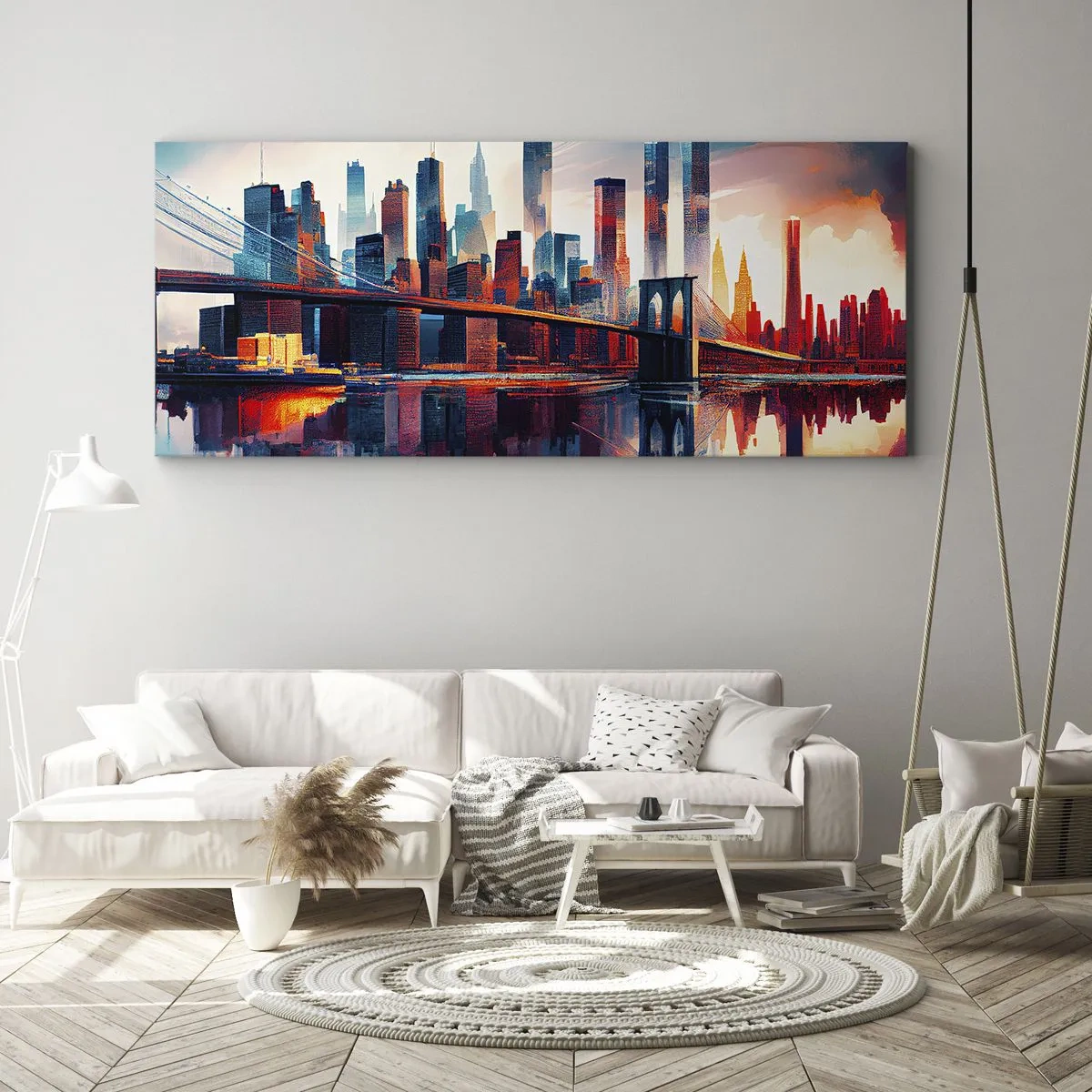 Cuadro sobre lienzo - Impresión de Imagen - Nueva York siempre luce - 90x30 cm