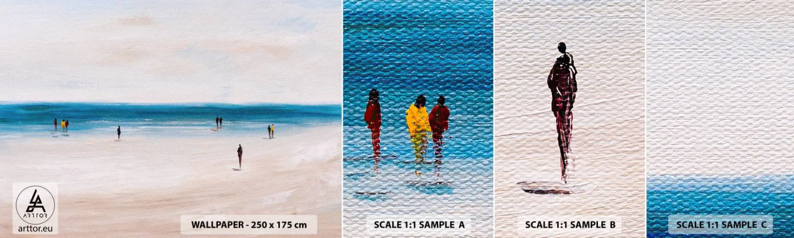 Muestra de fotomural autoadhesivo Deluxe Sticker - Necesidad natural - Playa, Gente, Minimalismo - 100x30 cm