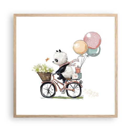 Póster en marco roble claro - Un día feliz - 60x60 cm