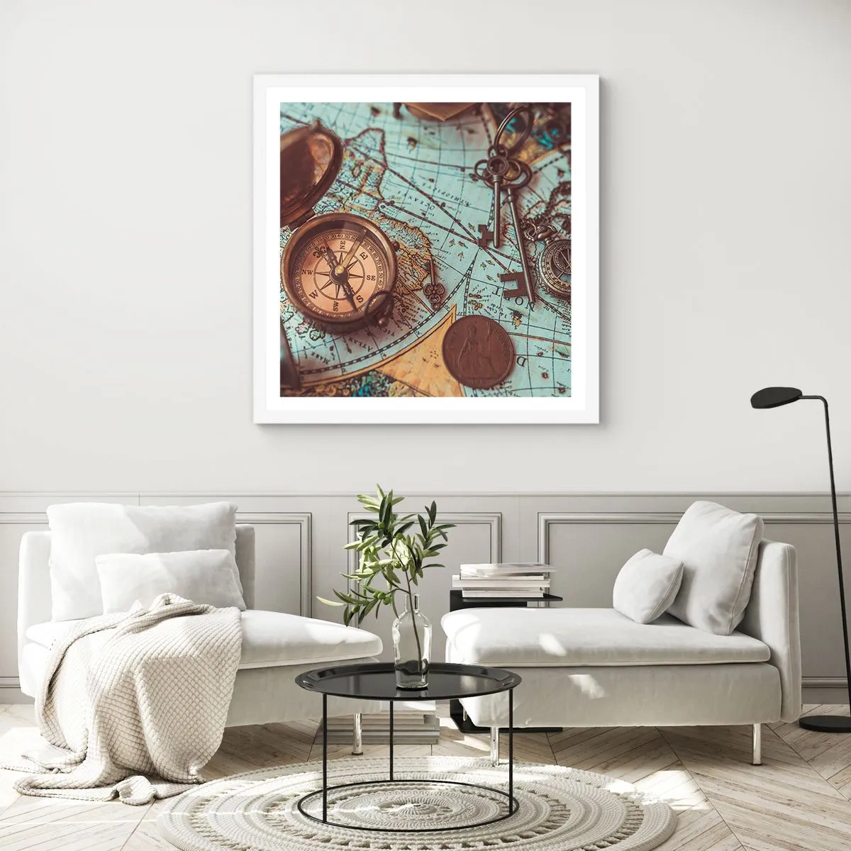 Póster en marco blanco - Para el aventurero - 50x50 cm