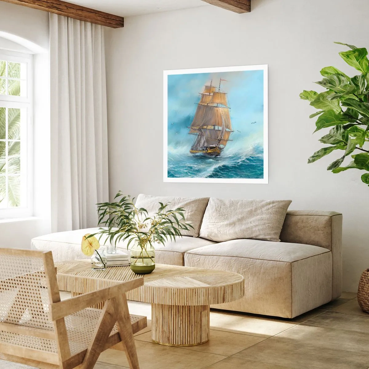 Póster - Surcando las olas - 40x40 cm