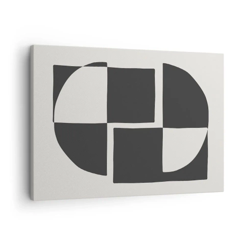 Cuadro sobre lienzo - Impresión de Imagen - Formas geométricas abstractas en blanco y negro - 70x50cm - Antítesis - síntesis - Decoración de pared moderna para salón y dormitorio ARTTOR