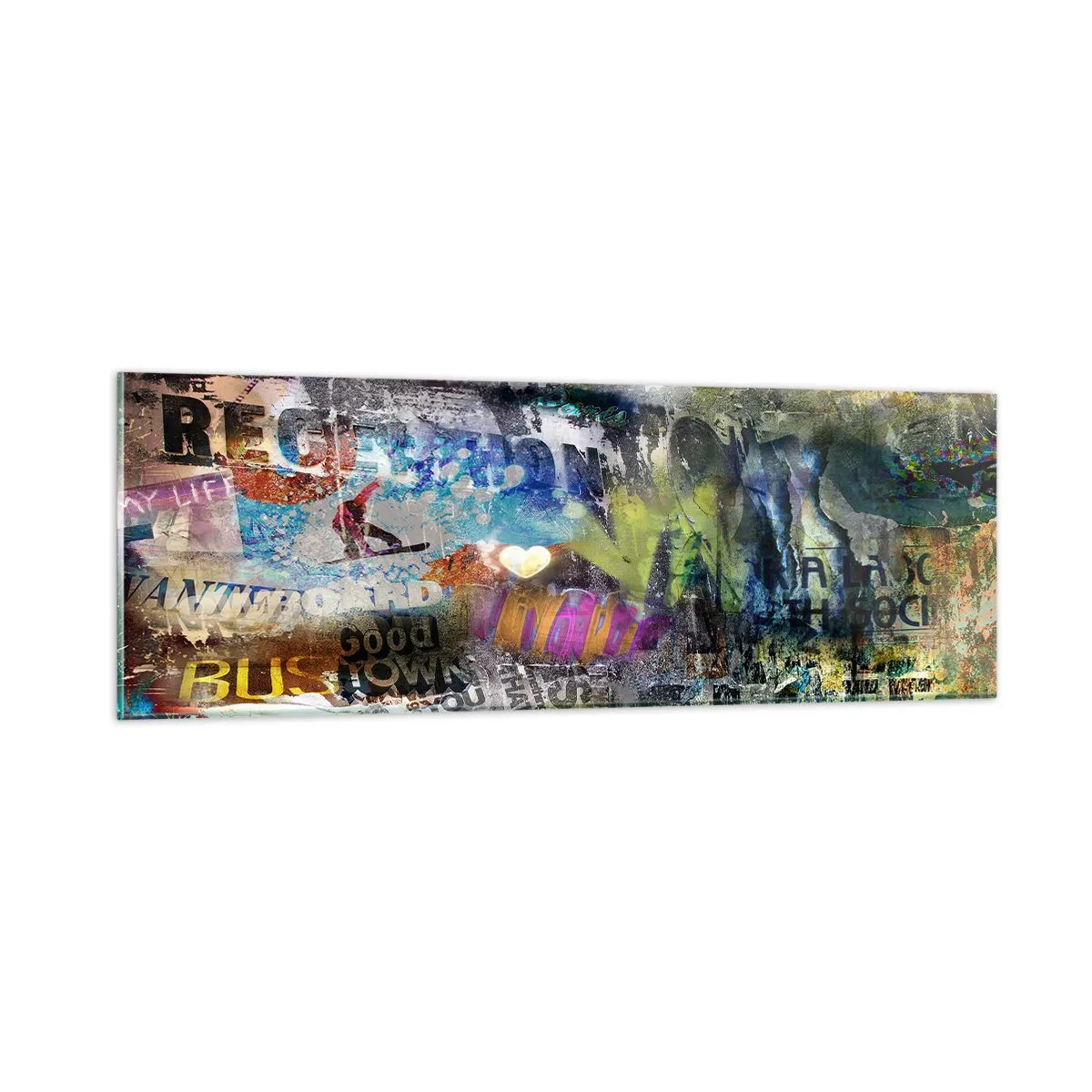 Cuadro sobre vidrio - Impresiones sobre Vidrio - Un collage de recuerdos - 90x30 cm