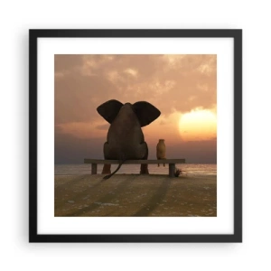 Póster en marco negro - Es bueno estar en silencio juntos - 40x40 cm