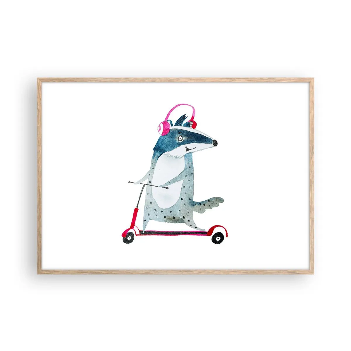 Póster en marco roble claro - Alegrías de tejón - 100x70 cm