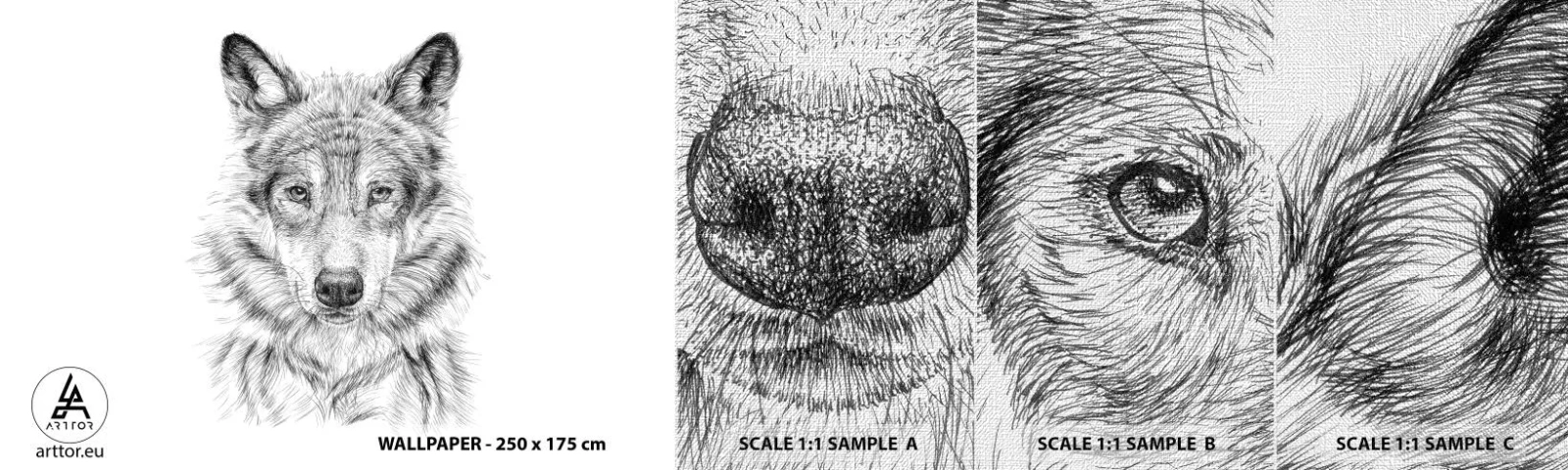 Muestra de fotomural Premium Canvas - Un líder nato - Lobo, Bosquejo, escandinavo - 100x30 cm