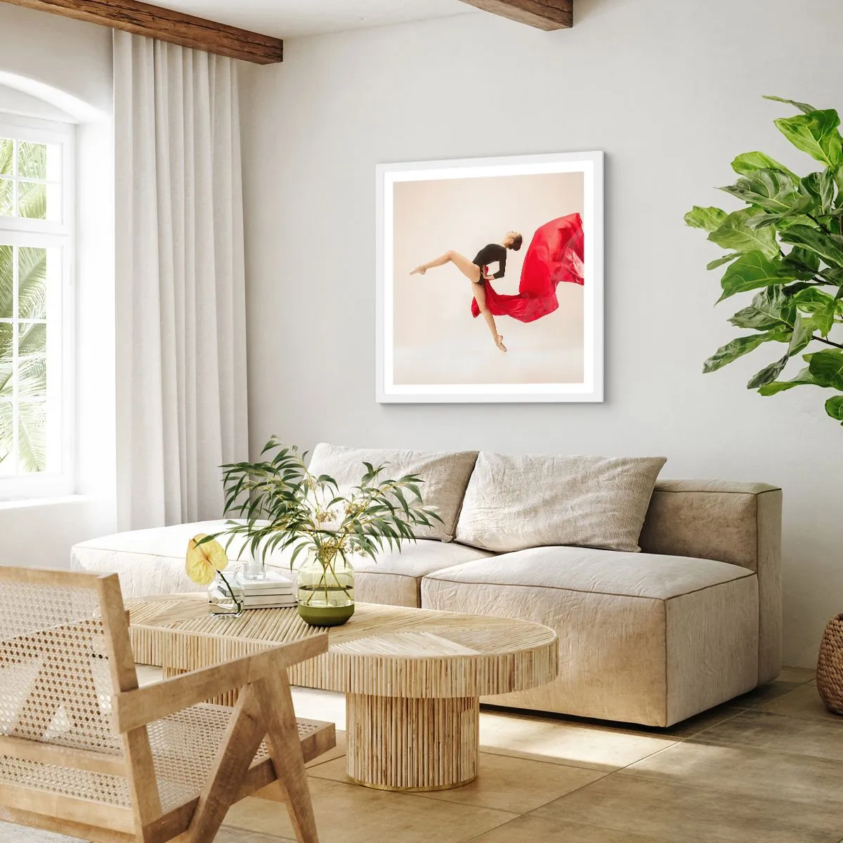 Póster en marco blanco - Rojo y negro - 60x60 cm