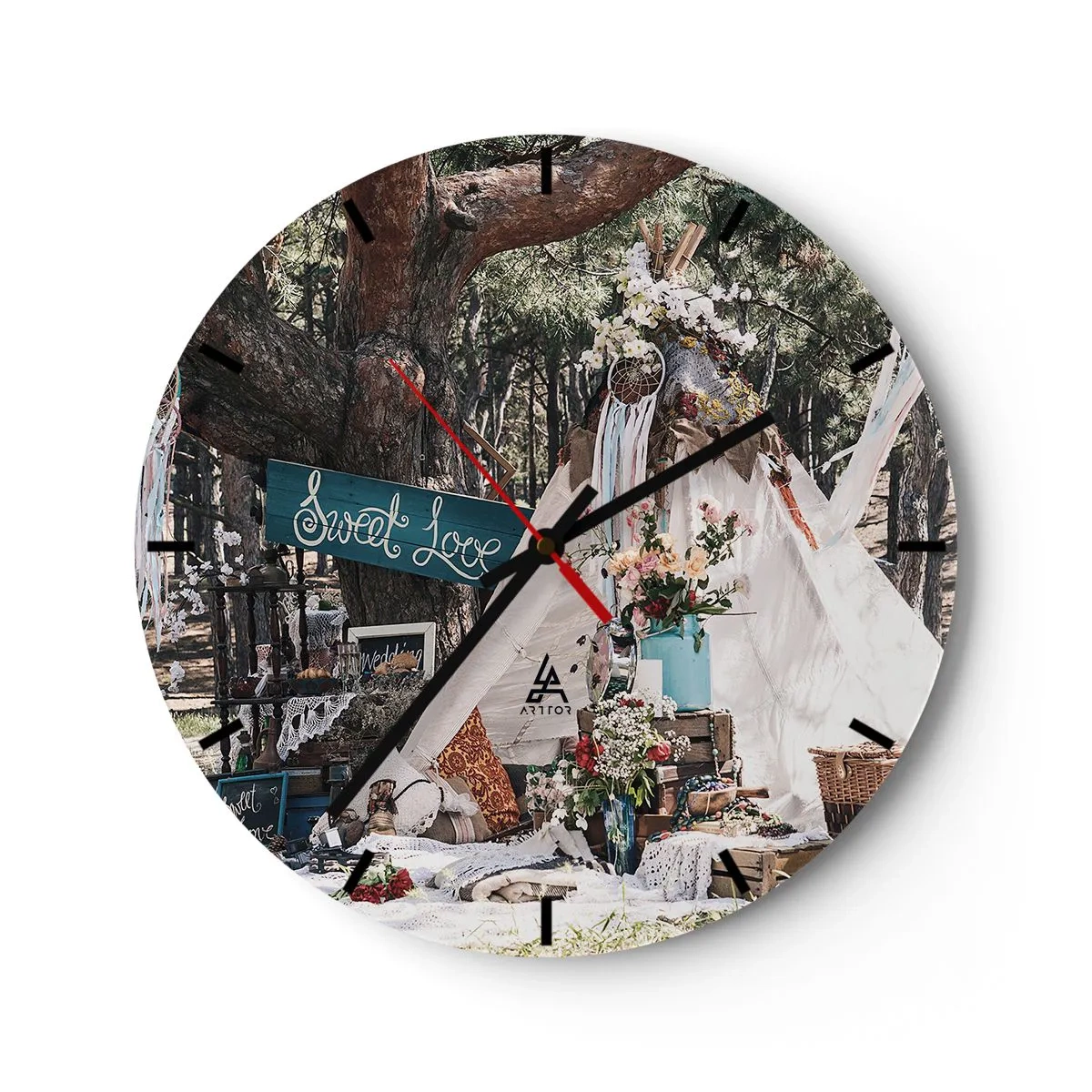 Reloj de pared - Reloj de vidrio - Amor exótico - 30x30 cm