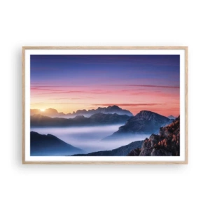 Póster en marco roble claro - Sobre los valles - 100x70 cm