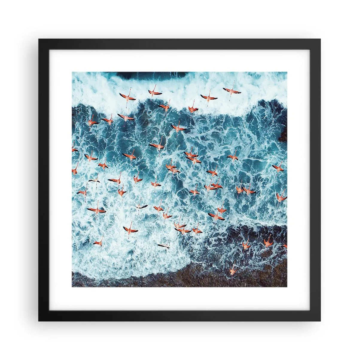 Póster en marco negro - Un desfile marítimo - 40x40 cm