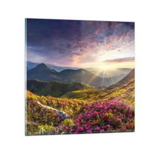 Cuadro sobre vidrio - Impresiones sobre Vidrio - La frescura de una mañana de montaña - 30x30 cm