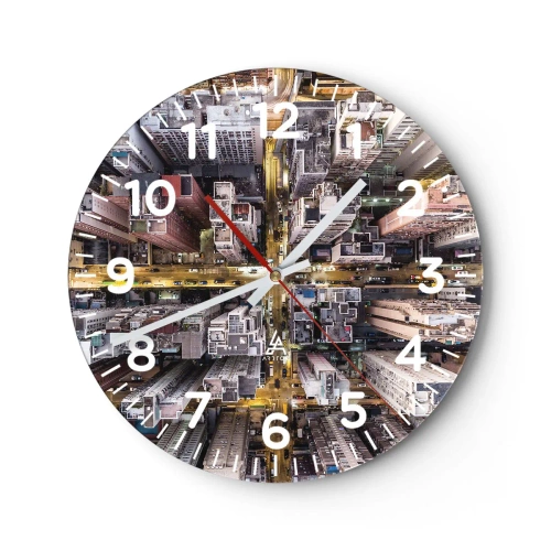 Reloj de pared - Reloj de vidrio - Saludos desde Hong Kong - 30x30 cm