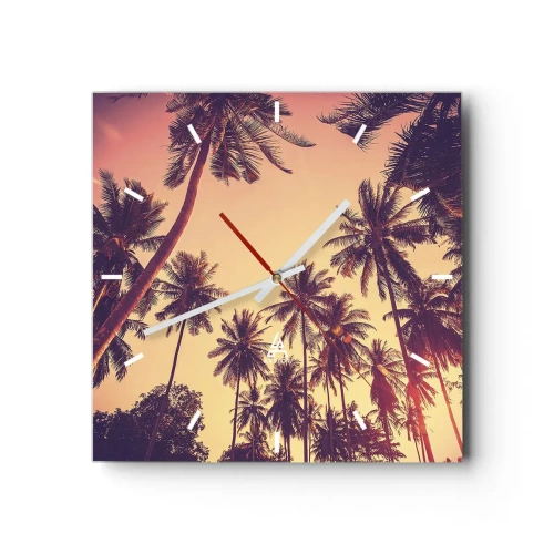 Reloj de pared - Reloj de vidrio - Variante tropical - 40x40 cm