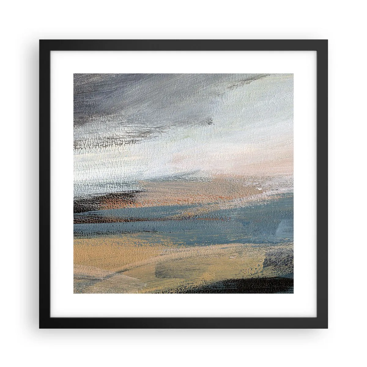 Póster en marco negro - Abstracción: paisaje nórdico - 40x40 cm