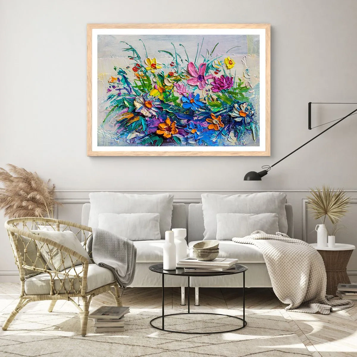 Póster en marco roble claro - La energía de las flores - 91x61 cm