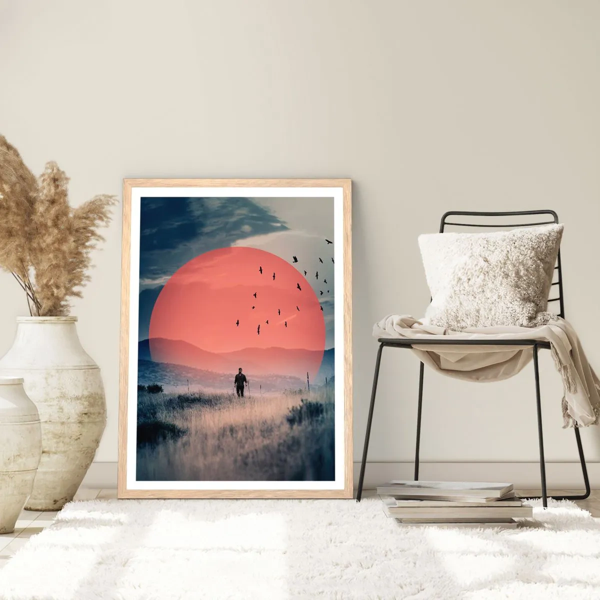 Póster en marco roble claro - En su elemento - 70x100 cm