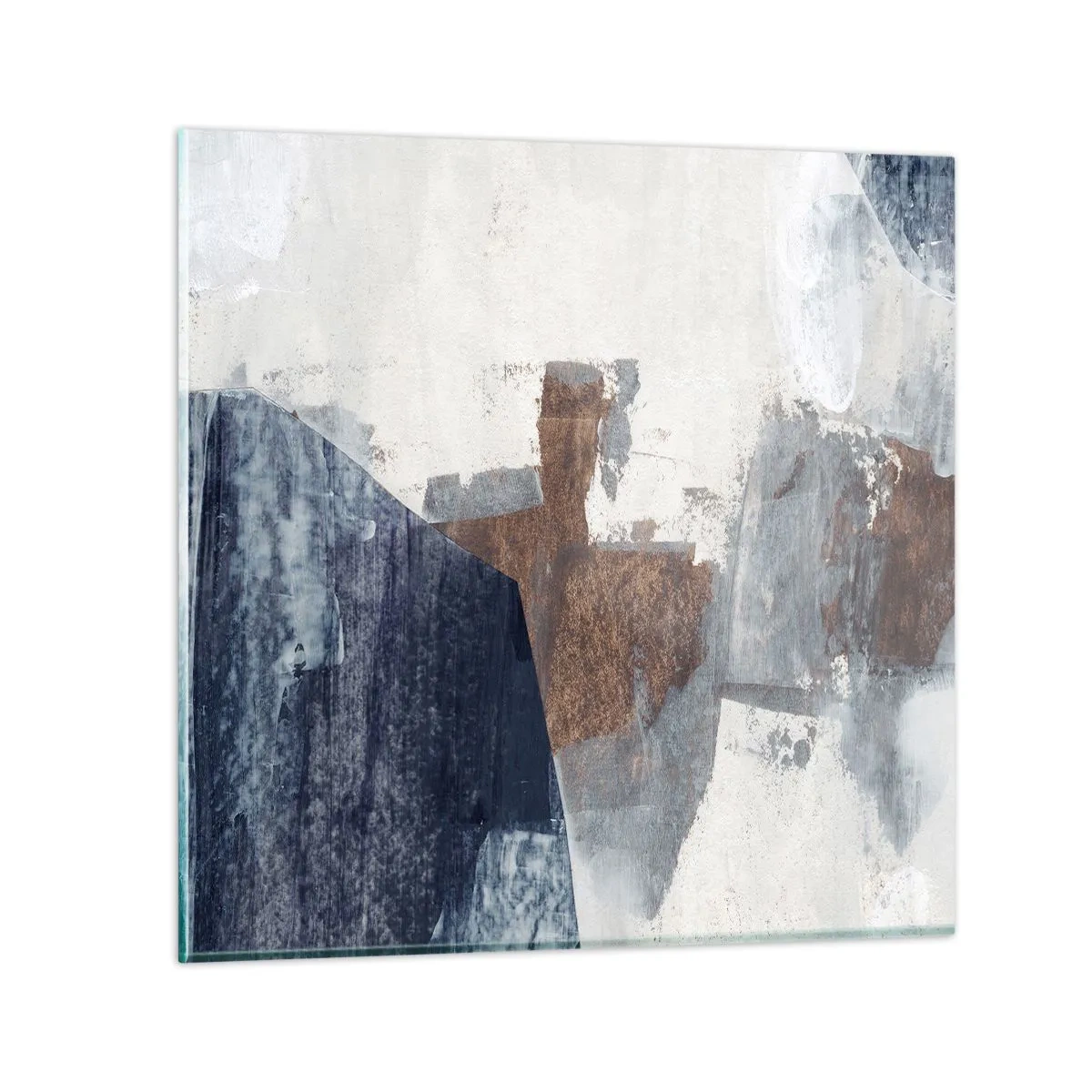 Cuadro sobre vidrio - Impresiones sobre Vidrio - Formas azules y marrones - 40x40 cm