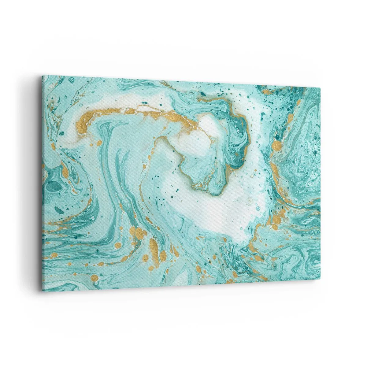 Cuadro sobre lienzo - Impresión de Imagen - Mármol turquesa con acentos dorados en una composición abstracta. - 100x70cm - Bajo la gran ola del periodo Edo - Decoración de pared moderna para salón y dormitorio ARTTOR