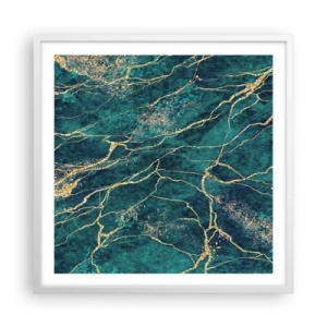 Póster en marco blanco - Riachuelos de oro - 60x60 cm