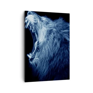 Cuadro sobre lienzo - Impresión de Imagen - Una llamativa cara de león en estilo neón. - 50x70cm - La furia del rey - Decoración de pared moderna para salón y dormitorio ARTTOR