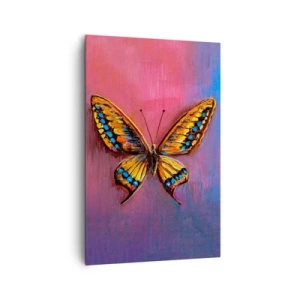 Cuadro sobre lienzo - Impresión de Imagen - Mariposa colorida sobre un fondo abstracto - 80x120cm - Una joya de la naturaleza - Decoración de pared moderna para salón y dormitorio ARTTOR