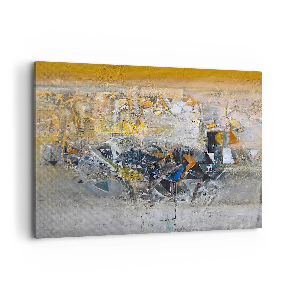 Cuadro sobre lienzo - Impresión de Imagen - Abstracción con tonos dominantes de amarillo y gris. - 120x80cm - Todo se pondrá en su sitio - Decoración de pared moderna para salón y dormitorio ARTTOR