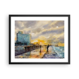 Póster en marco negro - Vida en la orilla - 50x40 cm
