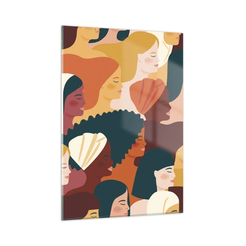 Cuadro sobre vidrio - Impresiones sobre Vidrio - Ilustración elegante de diversas siluetas femeninas. - 50x70cm - La feminidad - Decoración de pared moderna para salón y dormitorio ARTTOR