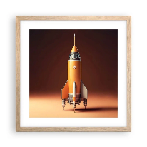 Póster en marco roble claro - Comienza con un sueño - 40x40 cm