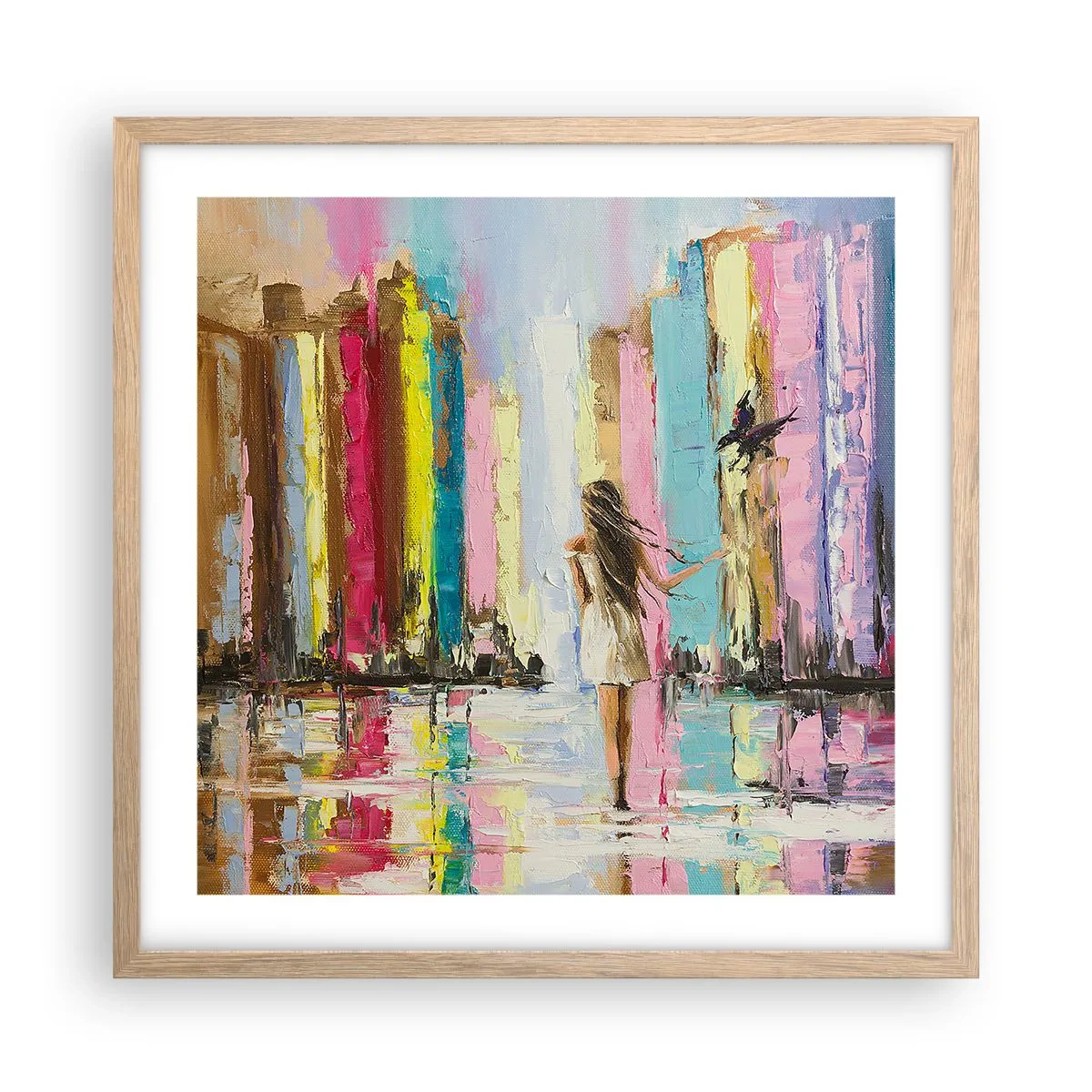 Póster en marco roble claro - Sígueme - 50x50 cm