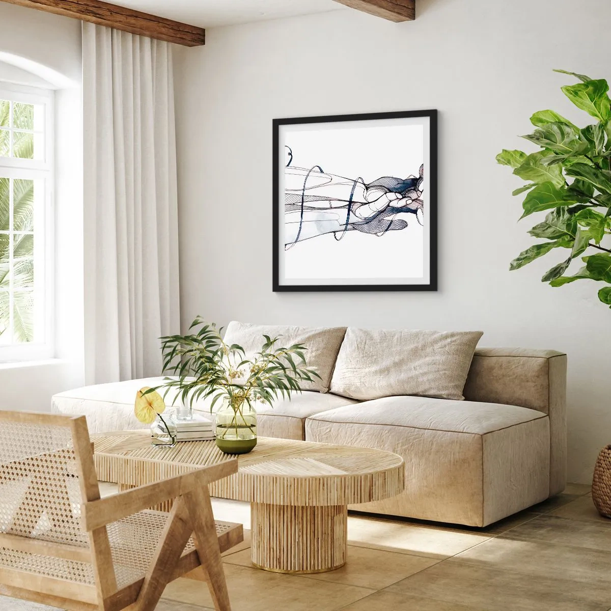 Póster en marco negro - Un estudio sobre el contacto - 60x60 cm