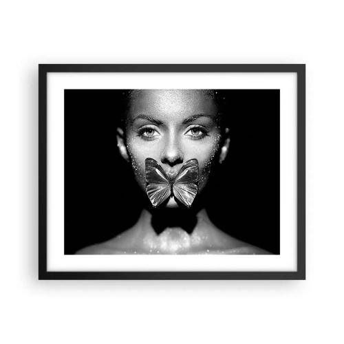 Póster en marco negro - Beso de mariposa - 50x40 cm