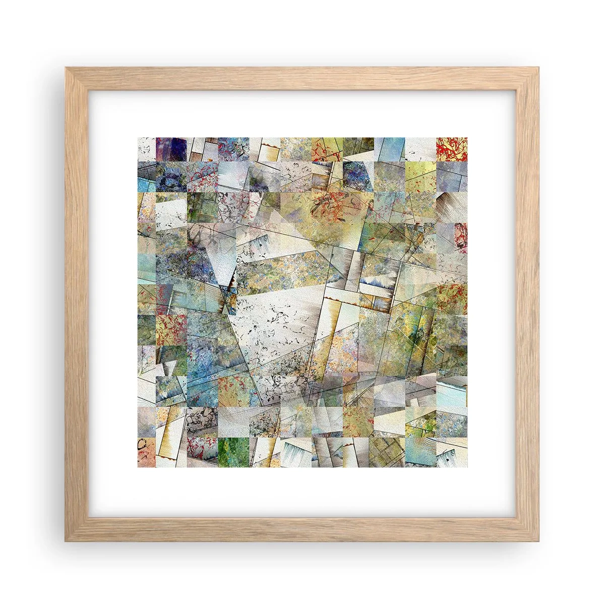 Póster en marco roble claro - Remodelación geométrica - 30x30 cm