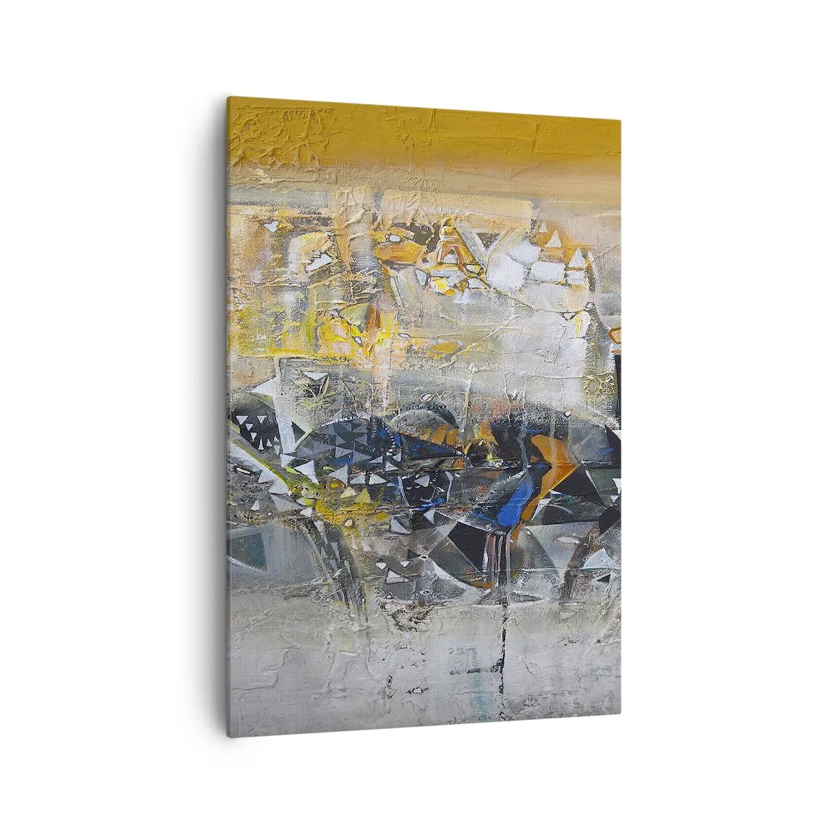 Cuadro sobre lienzo - Impresión de Imagen - Abstracción con tonos dominantes de amarillo y gris. - 70x100cm - Todo se pondrá en su sitio - Decoración de pared moderna para salón y dormitorio ARTTOR