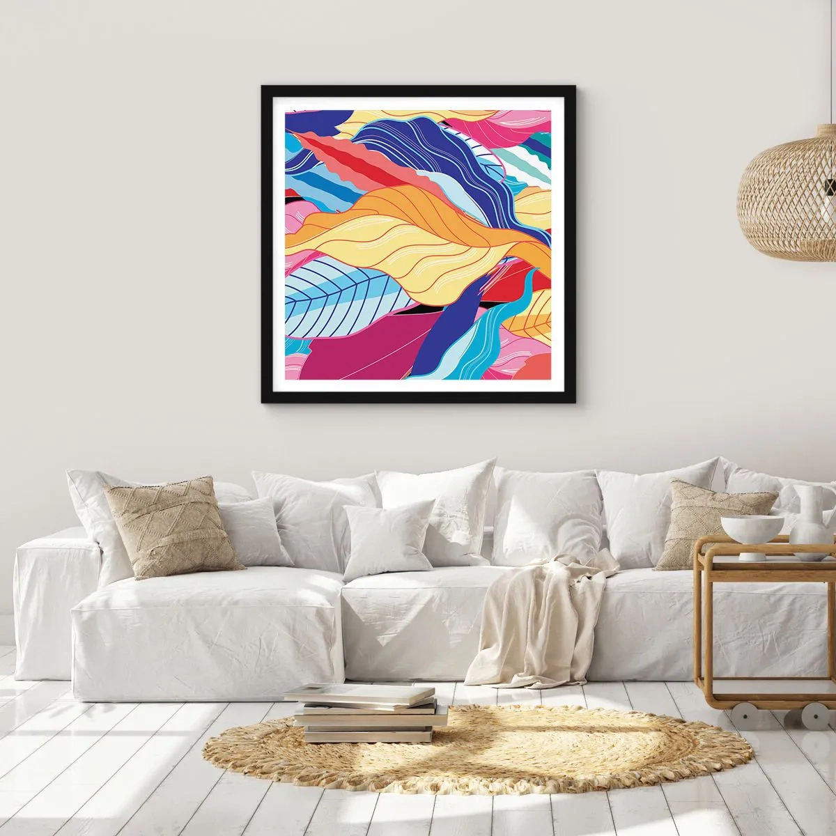 Póster en marco negro - Desorden colorido - 60x60 cm