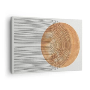 Cuadro sobre lienzo - Impresión de Imagen - Composición geométrica con círculos y líneas en colores cálidos. - 70x50cm - Una composición soleada - Decoración de pared moderna para salón y dormitorio ARTTOR