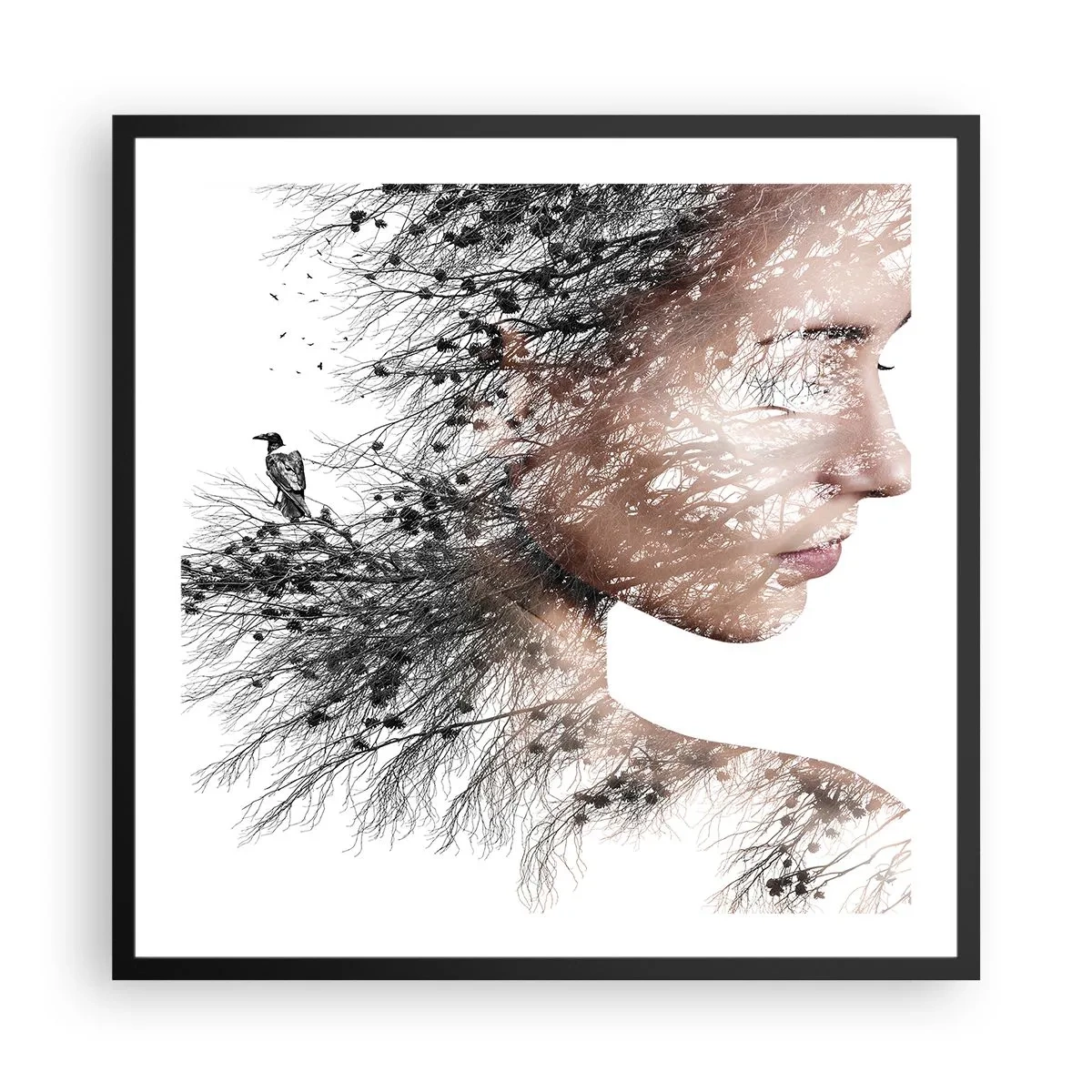 Póster en marco negro - Espíritu del bosque - 60x60 cm
