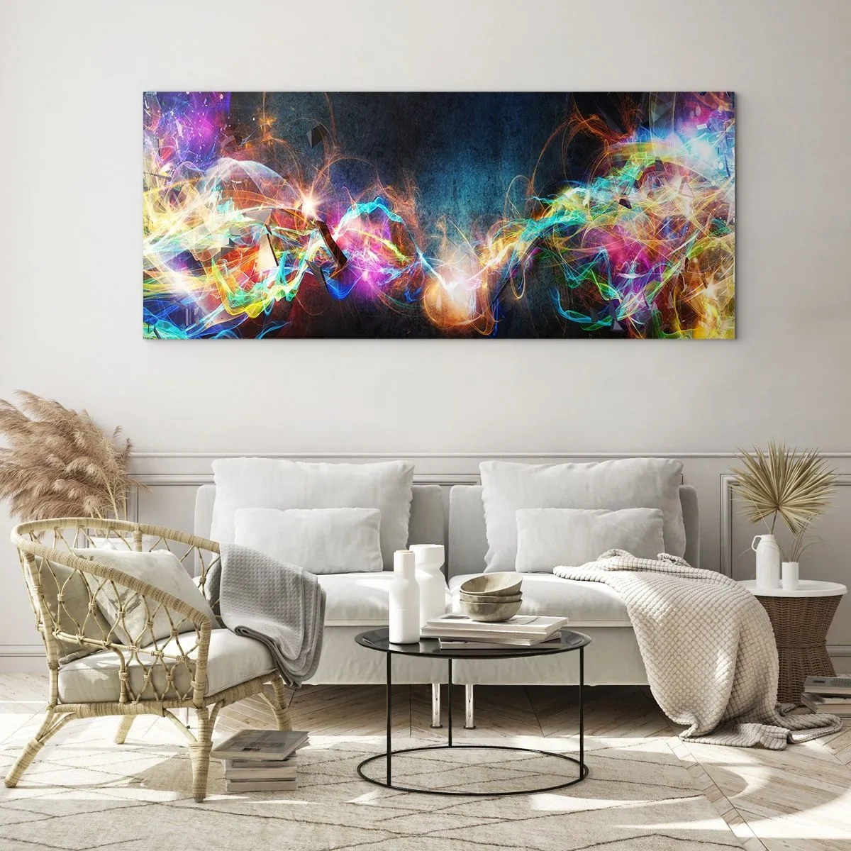 Cuadro sobre vidrio - Impresiones sobre Vidrio - Alegremente contra la oscuridad - 100x40 cm