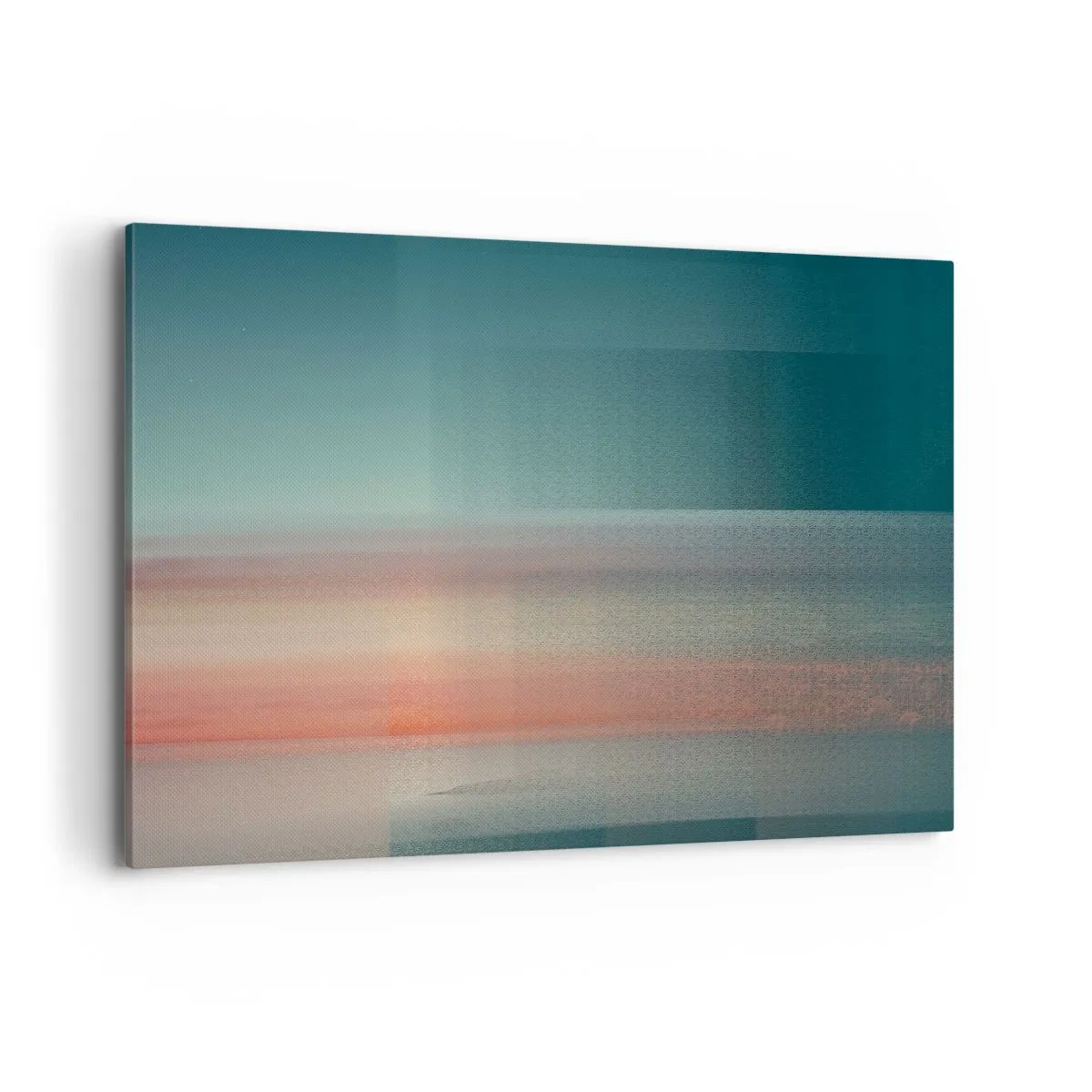 Cuadro sobre lienzo - Impresión de Imagen - Una puesta de sol en tonos pastel sobre un horizonte tranquilo. - 100x70cm - Abstracción: ondas de luz - Decoración de pared moderna para salón y dormitorio ARTTOR