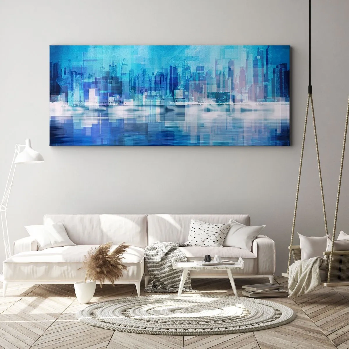 Cuadro sobre lienzo - Impresión de Imagen - La urbe azul - 100x40 cm