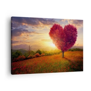 Cuadro sobre lienzo - Impresión de Imagen - Árbol en forma de corazón al atardecer - 70x50cm - Te atrapa el corazón - Decoración de pared moderna para salón y dormitorio ARTTOR