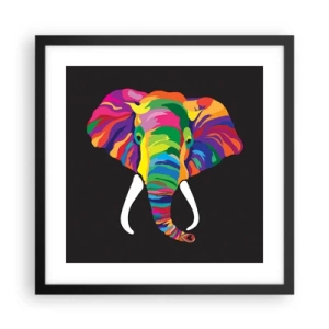 Póster en marco negro - El elefante al que le gustaba bañarse en el arco iris - 40x40 cm