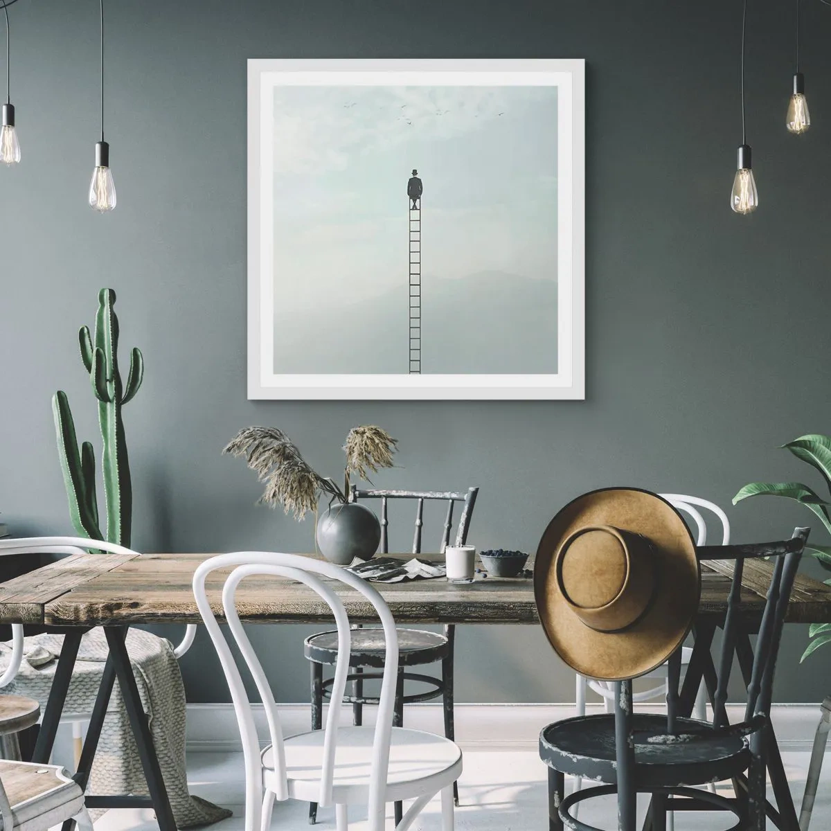 Póster en marco blanco - Hacia lo más alto - 60x60 cm