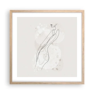 Póster en marco roble claro - Una mirada no dice nada y al mismo tiempo lo dice todo - 50x50 cm