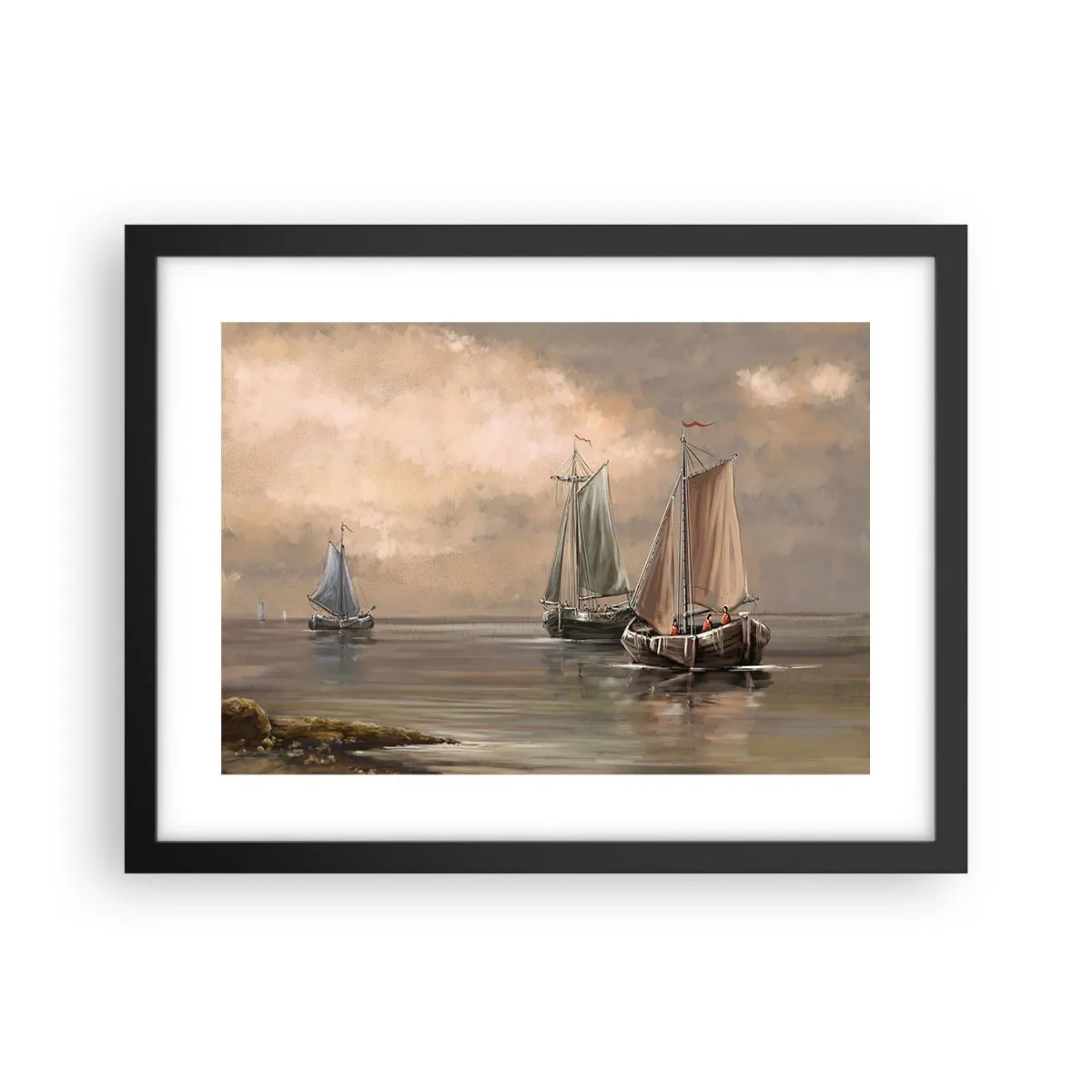Póster en marco negro - El regreso de los marineros - 40x30 cm
