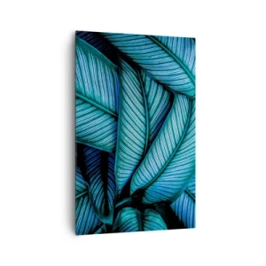 Cuadro sobre lienzo - Impresión de Imagen - Una toma de primer plano de hojas turquesas con vívidos detalles. - 80x120cm - Líneas de vida - Decoración de pared moderna para salón y dormitorio ARTTOR