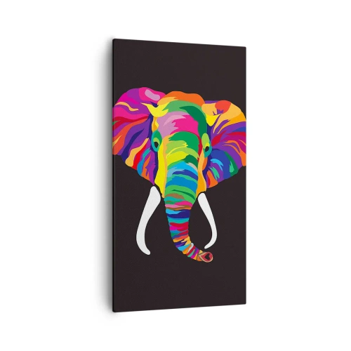 Cuadro sobre lienzo - Impresión de Imagen - El elefante al que le gustaba bañarse en el arco iris - 55x100 cm