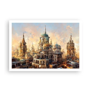 Póster - Torres arquitectónicas bajo los rayos del sol poniente - 100x70cm - Una ciudad de ciudades - Decoración de pared moderna para salón y dormitorio ARTTOR